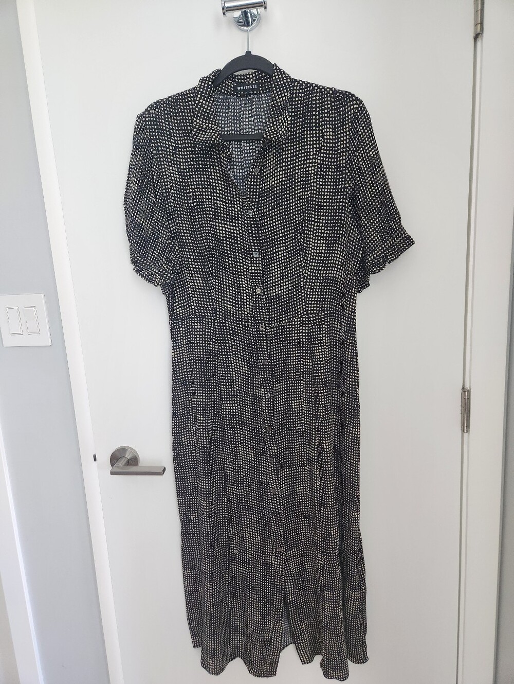 Whistles Black and White Dot Midi Shirt Dress
